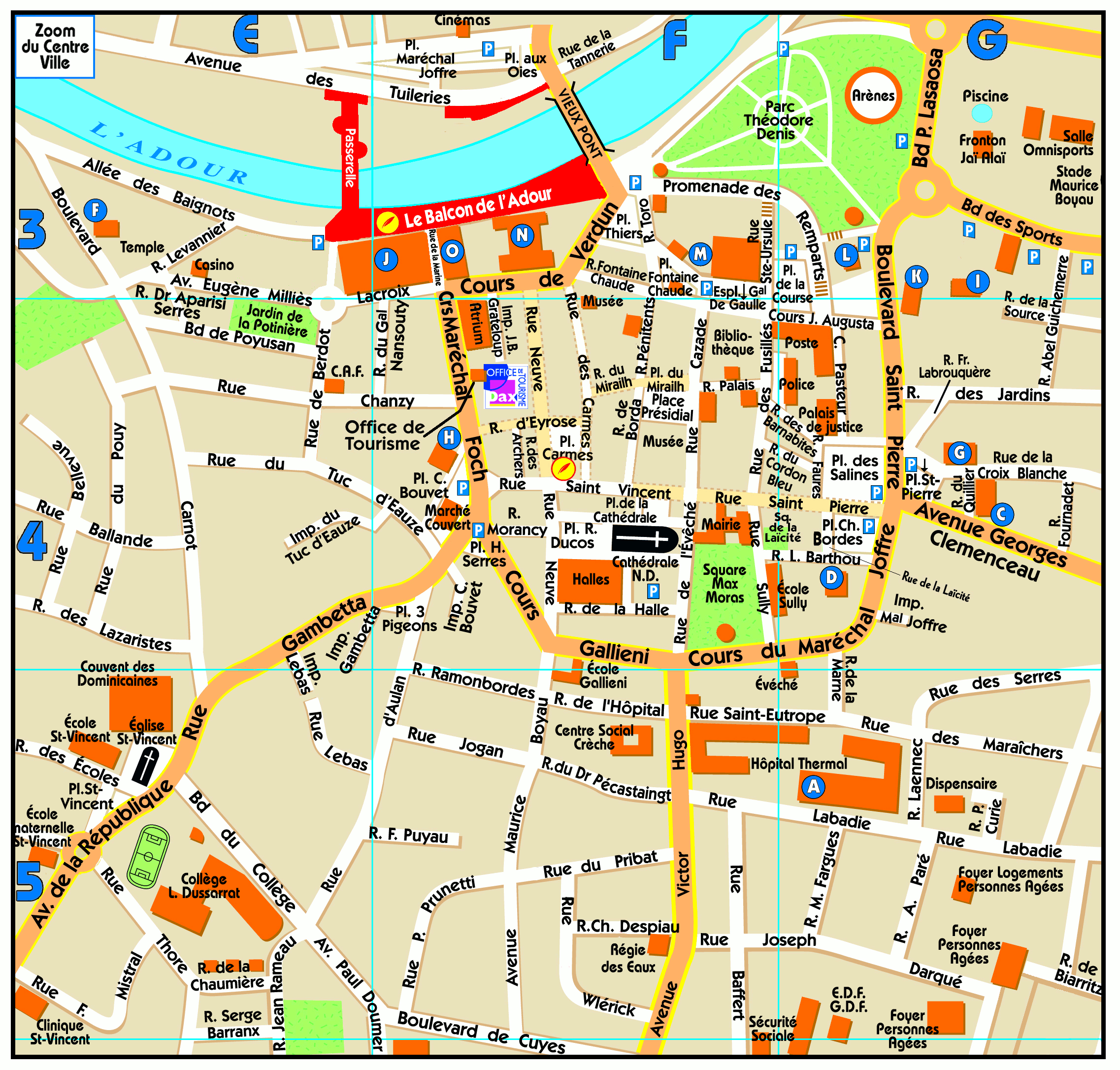 plan du centre ville de DAX